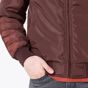 Blouson bomber uni pour homme, col montant, fermeture éclair, style décontracté, vêtement d'automne, coupe-vent, rembourrage en polyester - Product Image 5