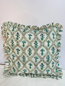 Vintage Floral Cotton Raffle <b>Cushion</b> Covers Bohemian Throw Pillows Handprinted Boho Trim Sofa Bed Pillow Cover <b>Indian</b> <b>Cushion</b> - Product Image 4