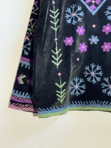 Black Velvet Floral Embroidered Suzani Jacket | Handmade Boho Folk Art <b>Coat</b> | Colorful Festival Outerwear - Product Image 3
