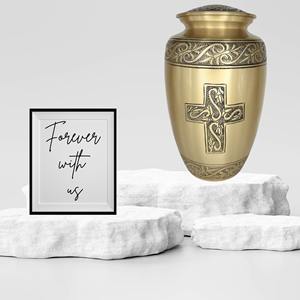 Urna Estilo Americano Blanca Premium para Cenizas de Adultos con Diseño de Cruz de Hiedra Grabada, Capacidad de 200 Pulgadas Cúbicas - Product Image 3