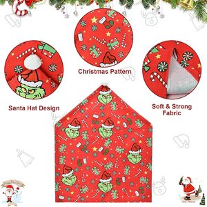 Coprisedie Natalizi Rossi con Cappello di Babbo Natale, Set di 4 Pezzi per Decorazione Sala da Pranzo - Product Image 1