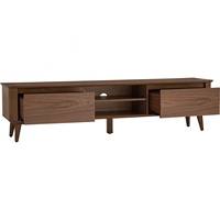 Mueble de TV Moderno con Chapa de Nogal, Patas de Madera Maciza de Malasia, 1.8M, Montado en la Pared, Multifuncional, Duradero, para Dormitorio o Apartamento