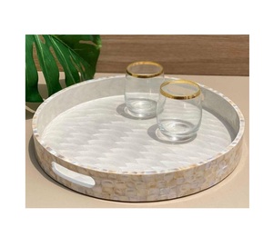 Bandeja de Servicio de Nueva Colección, Bandeja de Servicio de Nácar Blanca, Elegante y de Primera Calidad, Diseño Personalizado - Product Image 1