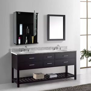 Mobile da Bagno con Una Porta e Tre Scomparti in Grigio-Marrone per Spazi Ristretti - Product Image 3