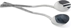 Ensemble de 2 couverts de service en acier inoxydable argenté, manche torsadé et martelé, qualité supérieure - Product Image 3