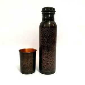 Ensemble de bouteilles d'eau en cuivre pur avec 2 verres en cuivre, gourde d'eau sans soudure anti-fuite, ensemble de vaisselle ayurvédique - Product Image 4