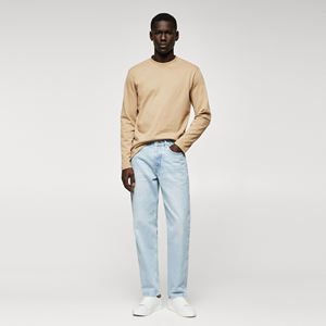 T-shirt personnalisé pour homme 100 % coton à manches longues, col rond, coupe classique, ourlet uni, motif personnalisé, OEM - Product Image 2