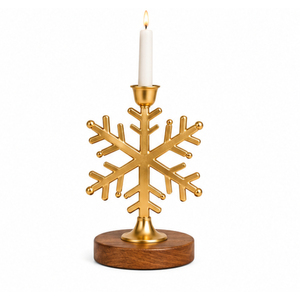 Porte-bougie de Noël en aluminium en forme d'étoile avec base rectangulaire en bois, centre de table pour la décoration intérieure, vente en gros OEM - Product Image 6