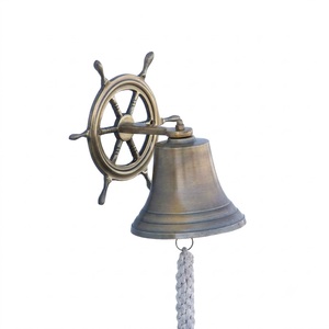 Campana de latón antigua para rueda, campana marítima para barco, decoración náutica para puerta o pared, decoración vintage para el hogar, regalo costero, adorno. - Product Image 1