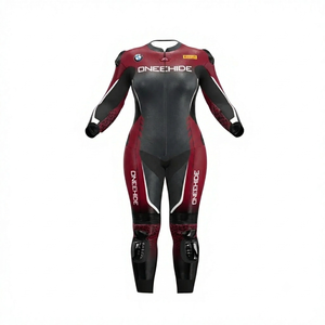 Traje de Motociclismo para Mujer, Homologado CE Nivel 2, Armadura de Cuero Vacuno/Canguro, Mono de 1 Pieza para Pista - Product Image 1