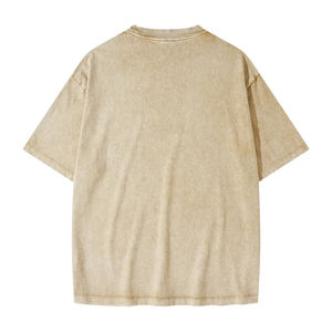 Camiseta de Lujo para Hombre, 100% Algodón, de Alta Calidad, Lisa, con Logo Vintage Personalizado, Efecto Desgastado por el Sol, Oversize, Lavado Ácido - Product Image 2