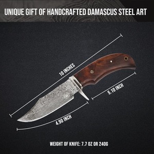 Edge Master Manufacture Handmade Damascus Steel Industrial Grade 8in Straight <b>Back</b> Skinning Knife Wood Handle OBM Customizable - Product Image 5