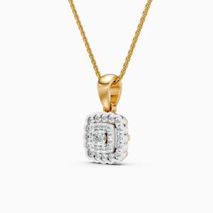 Elegante colgante cuadrado con doble halo de diamantes cultivados en laboratorio de 0.39 ct en oro amarillo, blanco y rosa de 9 quilates - Product Image 3