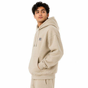 Sudaderas con Capucha Beige para Hombre, Mezcla de Algodón Grueso, Forro Polar, Ropa de Invierno, Venta al Por Mayor Directa de Fábrica, Proveedor B2B - Product Image 4