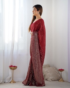 Elegante Saree de Georgette Pesado con Diseño Bollywood, Estampado Digital, Secado Rápido, Informal, Última Moda Étnica para Bodas y Fiestas - Product Image 5