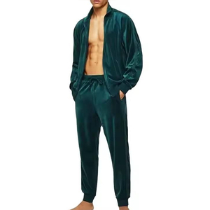 Ensemble de survêtement 2 pièces pour homme en velours doré 100 % coton léger, imperméable et coupe-vent, veste et pantalon de sport et fitness - Product Image 3
