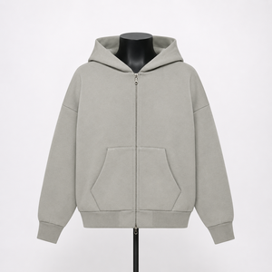 Sweat à capuche zippé personnalisé, style streetwear oversize, en coton épais, fabricant OEM ODM en gros - Product Image 1