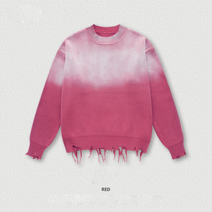 Pull col rond pour homme sur mesure, effet délavé soleil, style vintage vieilli et logo personnalisé pour marques. - Product Image 1