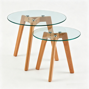 Mesa de Comedor Moderna de Madera con Cubierta de Vidrio Templado, Mesa Rectangular para Comedor, Muebles para Restaurante - Product Image 4