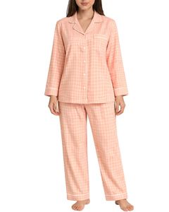 ชุดนอนผู้หญิงลายพีชลายตามสั่งแบบติดกระดุมชุดนอนผ้าฝ้ายเนื้อนุ่มระบายอากาศได้ดีชุดเสื้อผ้าสำหรับใส่ในเลานจ์สองชิ้น - Product Image 1