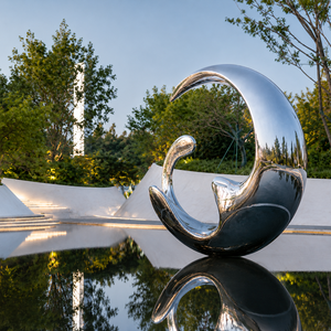 Mirror Polished Stainless Steel Crescent Wave Sculpture Outdoor Garden Water Feature Modern Metal Art Decor For Plaza - Product Image 4