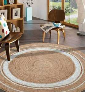 Tapis en jute à motif géométrique, lavable, 100% naturel, pour chambre à coucher et salon - Product Image 4