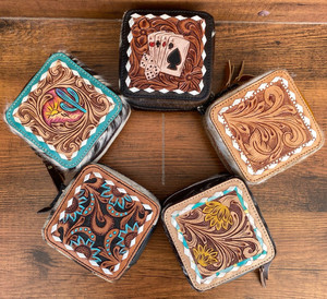 Hand Tooled Leather Multi-function Jewelry Boxes Genuine Leather Jewelry Storage Box High Quality Cowhide Earring Jewelry Case - Product Image 5