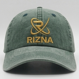 Gorra de Béisbol RIZNA de Mezclilla Twill, 6 Paneles, Ajustable, Unisex, Estilo Casual Vintage, Lavada, con Logotipo Bordado en 3D en el Panel Frontal, Azul, Algodón, Metal - Product Image 1