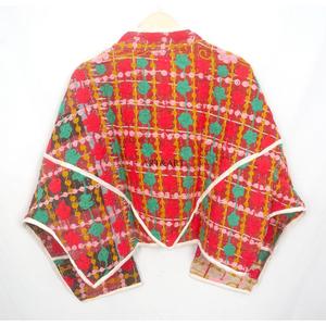 Veste vintage pour femme 100% Kantha, faite à la main, brodée, style bohème indien, avec fermeture ouverte, veste tendance à motif floral - Product Image 6