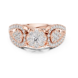 ZAWO Elegant <b>Round</b> Cut Diamond Rings for Women Lab Grown Diamond Fine Jewelry Engagement Wedding Ring Available in All Sizes - Product Image 4
