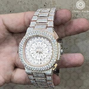 Charm Jewells Montre de luxe pour femme en acier inoxydable, cadran rond de 38 mm, mouvement à quartz analogique, verre saphir, fermoir pliant - Product Image 4