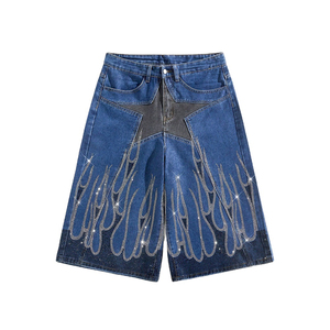 Shorts en toile pour hommes, style urbain, confortables, respirants, à séchage rapide, avec strass, sur mesure, à prix avantageux, les meilleurs - Product Image 1