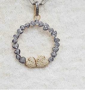 Colgante de Boda Vintage de Dos Tonos con Corazones Circulares Luxvory, Plata de Ley 925, Bañado en Rodio Negro, Joyería con Diamantes Naturales - Product Image 1