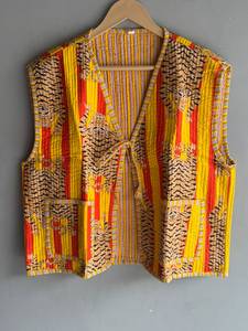 Tiger Print <b>Quilted</b> <b>Jacket</b> Women's Long Sleeve Vest Yellow Red Striped Animal <b>Pattern</b> Polyester Wadding Autumn WearGIFT FOR HER - Product Image 1