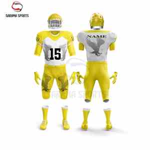 Uniforme de football américain unisexe de haute qualité 100% polyester Couleur unie Ensemble d'équipe Manches courtes Uniforme court - Product Image 1