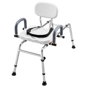 Chaise de douche coulissante pivotante 400 lb avec siège pivotant, banc de transfert pour baignoire, accoudoirs pivotants et dossier réglable pour utilisateurs de baignoire - Product Image 1