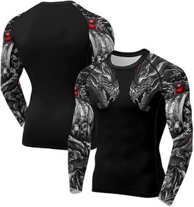 <b>Men</b> Long Sleeve Rash Guard <b>Compression</b> <b>Shirt</b> Full Sleeve Quick Dry Sublimation Print Polyester Dragon Design - Product Image 4