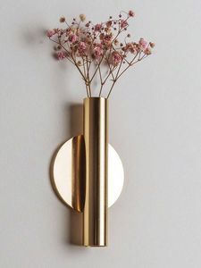 Modern Minimalist Stainless Steel Wall Mounted <b>Gold</b> Finish Customizable <b>Vases</b> for Home & Office Wedding Decor - Product Image 1
