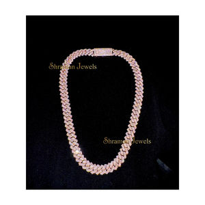 Rapper 18.5mm 22inch 925 <b>Silver</b> Rhodium Plated Moissanite Diamond Custom Miami Cuban Link Chain <b>Necklace</b> Hip-Hop Wedding - Product Image 1