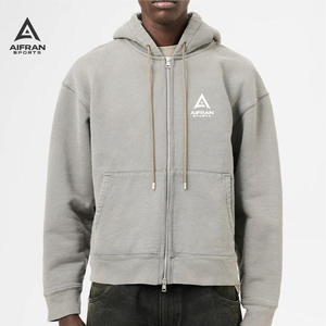 Sudadera con capucha y cremallera con logo personalizado, unisex, de algodón, para gimnasio, ropa urbana, suministro al por mayor - Product Image 1