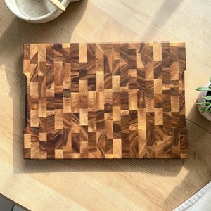 เขียงไม้พรีเมียมทำมือ บล็อกไม้เนื้อแข็งแบบ End Grain หนา 1.5 ซม. รูปทรงสี่เหลี่ยมผืนผ้า ใช้กับเครื่องล้างจานได้ เป็นมิตรกับสิ่งแวดล้อม - Product Image 1