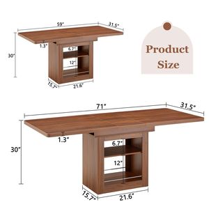 Tavolo da Pranzo Rettangolare Allungabile in Noce 150-180 cm con Spazio Contenitore e Funzione Estraibile, Tavolo da Cucina - Product Image 4