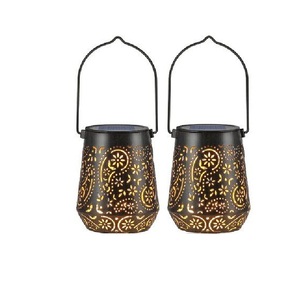 Iron <b>Lanterns</b> With Cutout Patterns For Home Decoration Portable Candle Holders <b>Black</b> And Gold Finish Wedding Decoration - Product Image 6