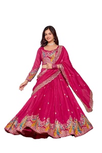 ชุดเลเฮนกาโชลีแบบดั้งเดิมของอินเดีย ตัดเย็บสำเร็จพร้อมใส่  งานแต่งงาน งานเลี้ยง  ผ้าออร์แกนซ่า ทรงเข้ารูป  ขายดีอันดับหนึ่ง - Product Image 6