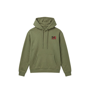 เสื้อฮู้ดดี้ผ้าฝ้ายฟลีซพรีเมียมสีเขียวมะกอกแบบคัสตอม  แบบยูนิเซ็กส์  ไม่มีลาย  พร้อมกระเป๋าจิงโจ้ - Product Image 1