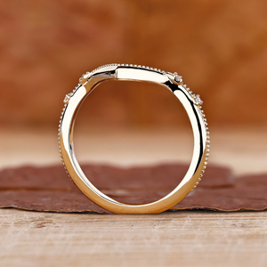 Chevron Diamond Wedding Band V Shaped <b>Stacking</b> <b>Ring</b> Minimalist Curved Bridal Band 14K Gold Plated Moissanite Solitaire IGI - Product Image 5