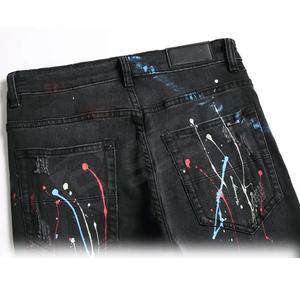Vente en gros Street-Wear Blanked-Baggy Jeans Print-Jean Patches personnalisés-Designer Paint-Denim Jeans Hommes Pantalons avec des prix bon marché - Product Image 6