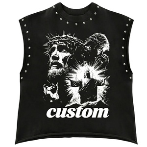 เสื้อยืดแขนกุดผู้ชายไซส์ใหญ่ลายกราฟิกศาสนาแบบวินเทจ พิมพ์ลายพระเยซู สีครีม เสื้อกล้ามสตรีทแวร์ลำลอง ผ้าฝ้าย เสื้อกล้ามทรงเข้ารูป - Product Image 3