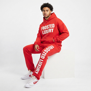Ensemble de survêtement en molleton 100 % coton avec impression en relief, comprenant un sweat à capuche et un pantalon évasé, pour homme, coupe oversize - Product Image 4