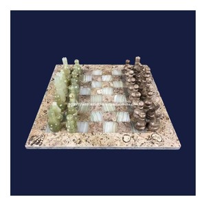Juego de mesa de Ajedrez de granito de mármol verde hecho a mano, juego de monedas de Ajedrez de piedra para interiores, juego para niños del mayor exportador - Product Image 4